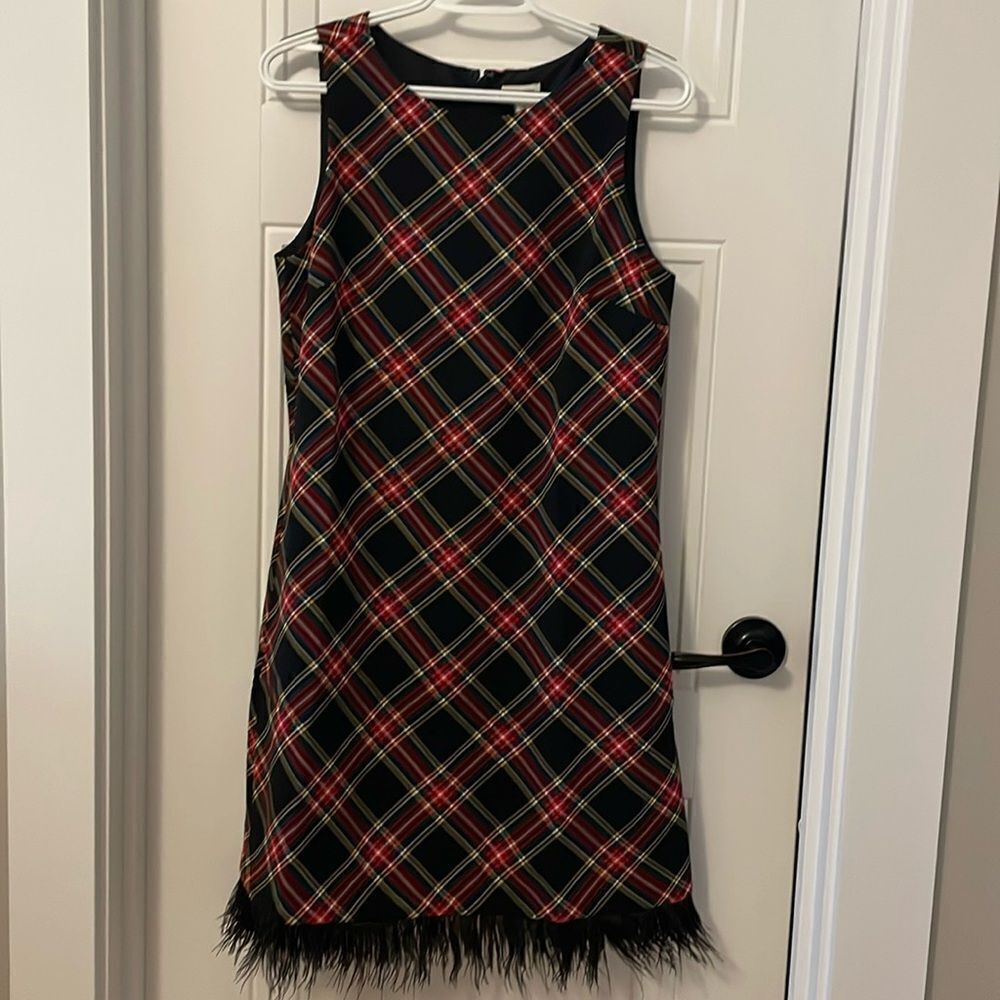New J. Crew Factory Plaid Sheath with Feather Hem
